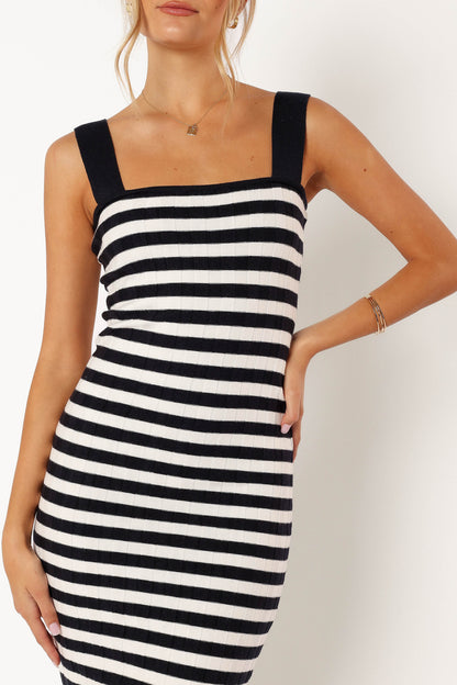 Ledger Midi Dress Navy Stripe