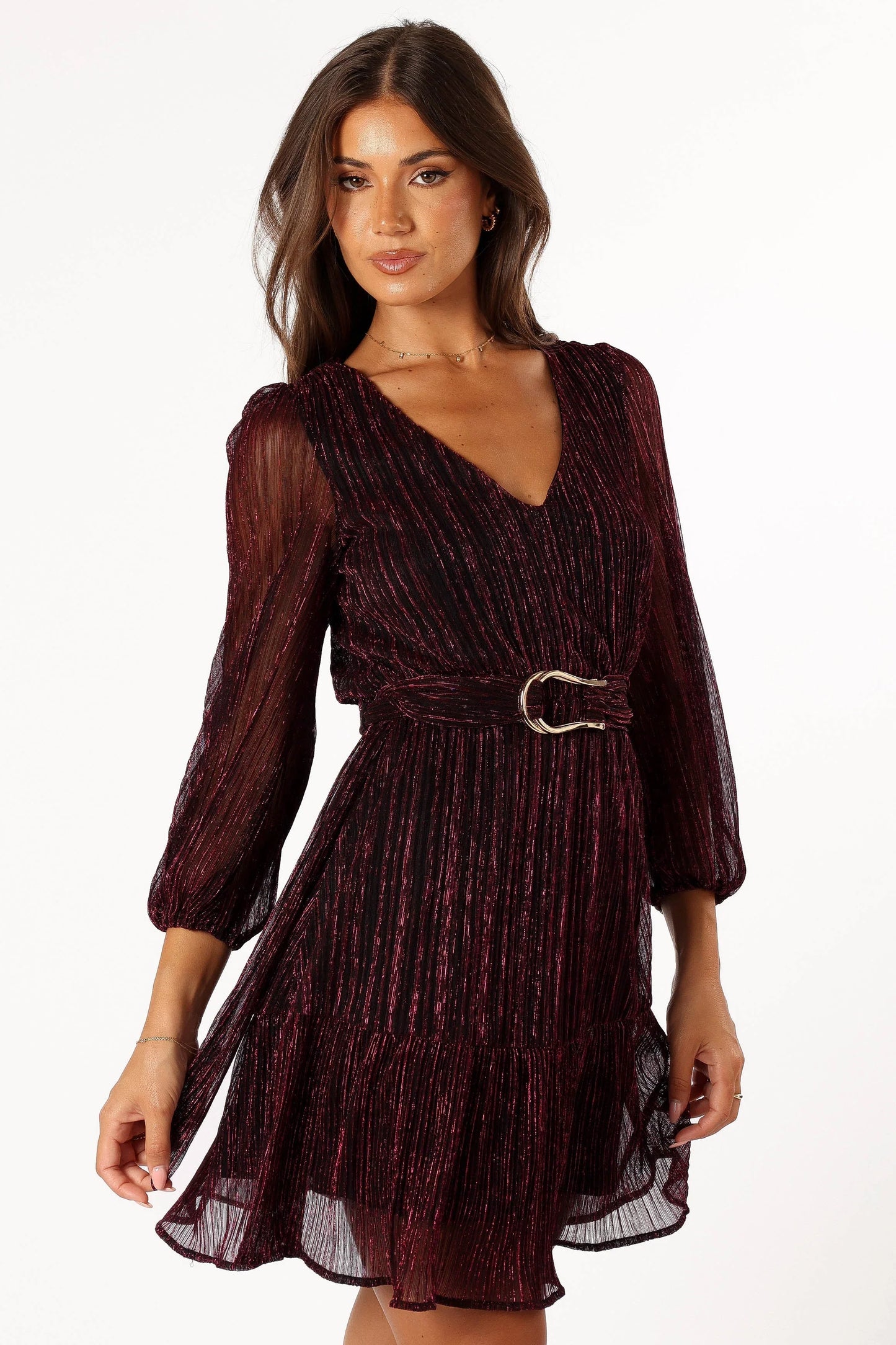 Glimmer Long Sleeve Mini Dress Pink