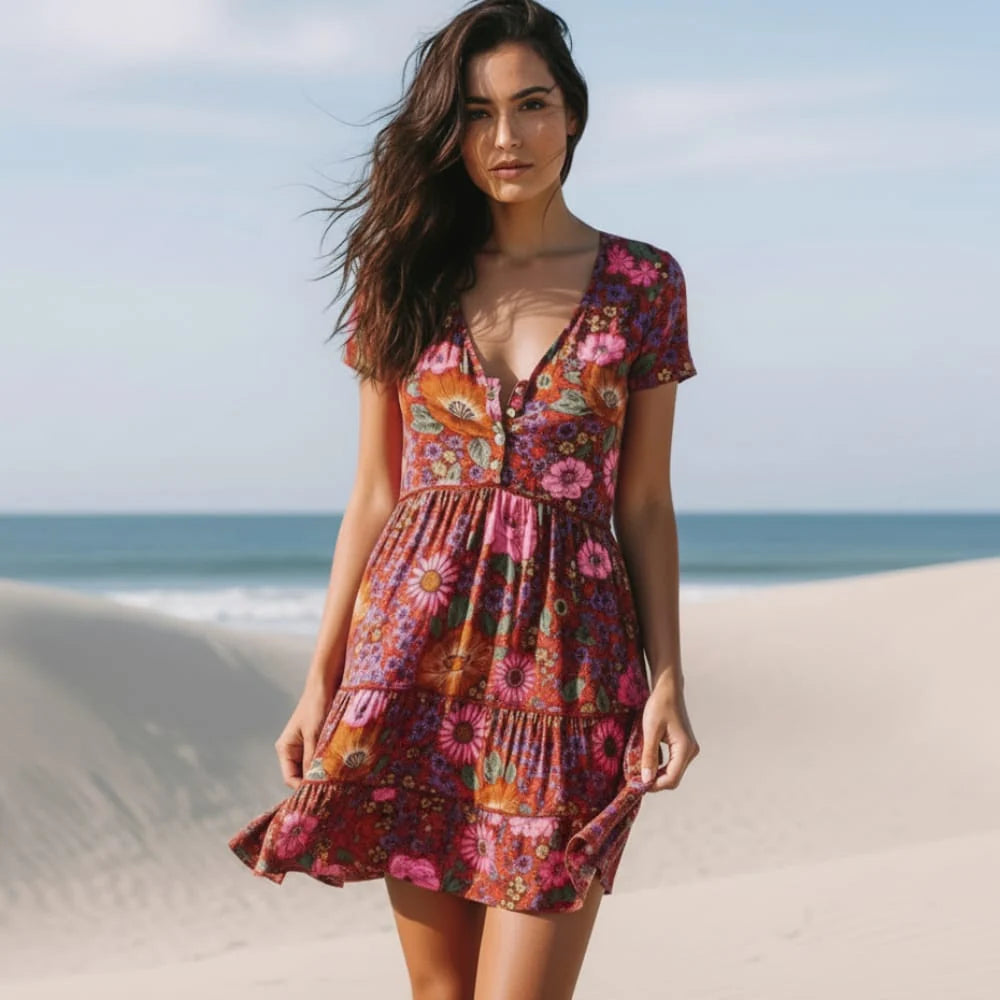Vintage Daisy Floral Mini Dress
