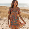 Casual Floral Print Ruffles Mini Dress