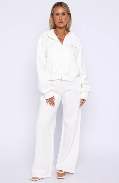 The Bride Boxy Zip Front Hoodie White