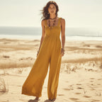 Boho Sleeveless Loose Wide Leg Romper Jumpsuit