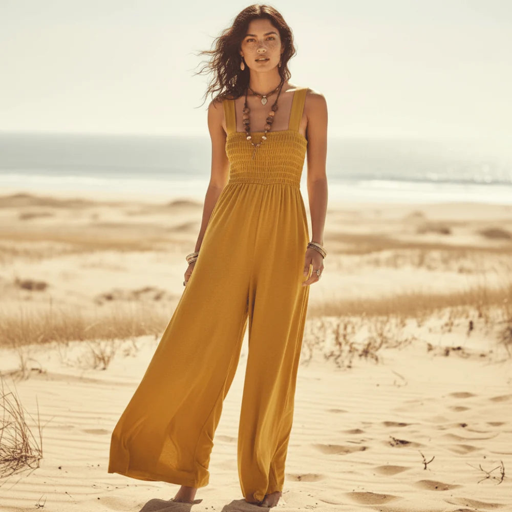Boho Sleeveless Loose Wide Leg Romper Jumpsuit