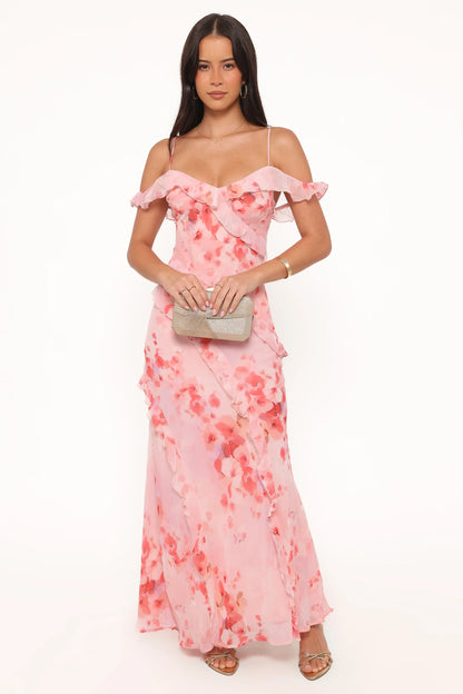 Alexia Off Shoulder Maxi Dress Pink Floral