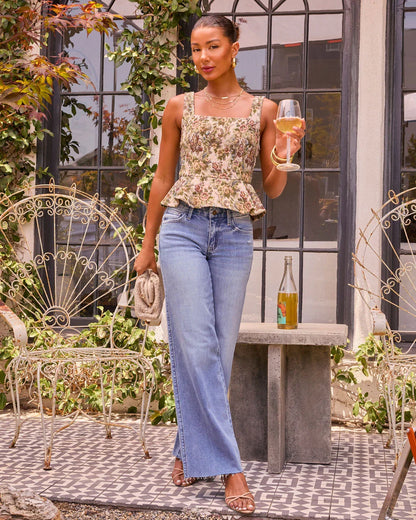 Rosemilk Floral Tapestry Peplum Top