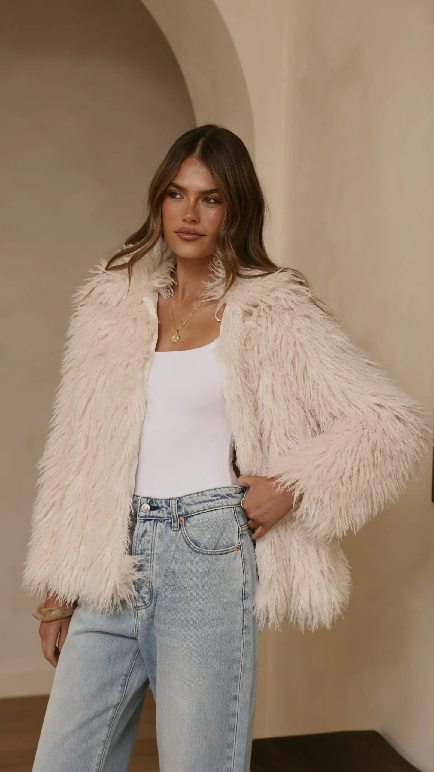 Chantelle Fur Jacket Cream