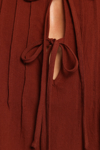 Nika Pleated Top Chocolate Brown