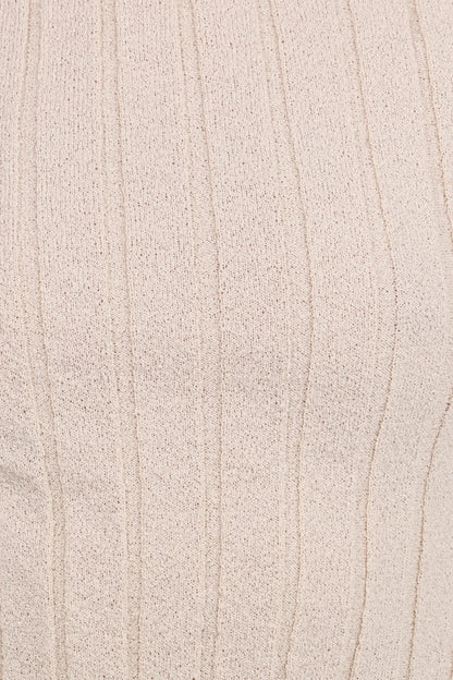 Brodie Wide Rib Knit Top Beige