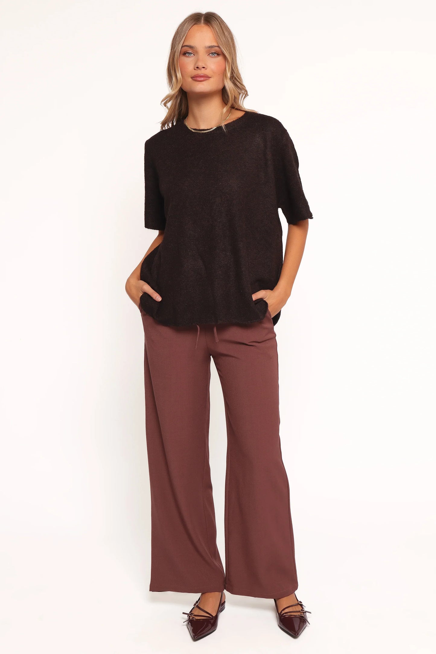 Morris Short Sleeve Oversized Sweater Tee Dark Chocolate