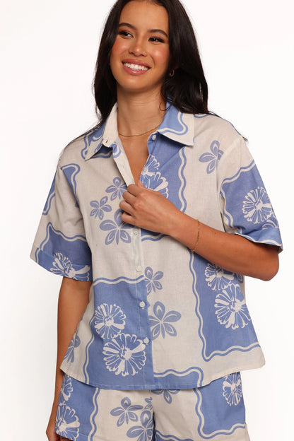 Shellie Short Sleeve Shirt Blue Dahlia