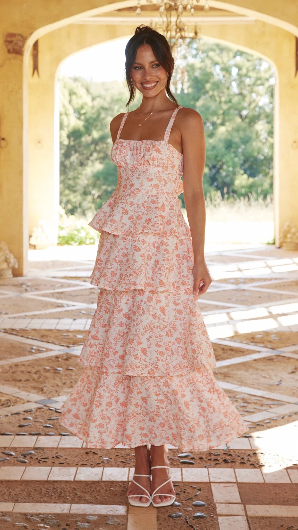 Page Maxi Dress Peach Floral