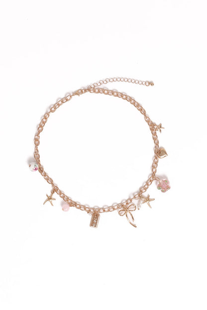 Sienna Charm Necklace Gold Pink