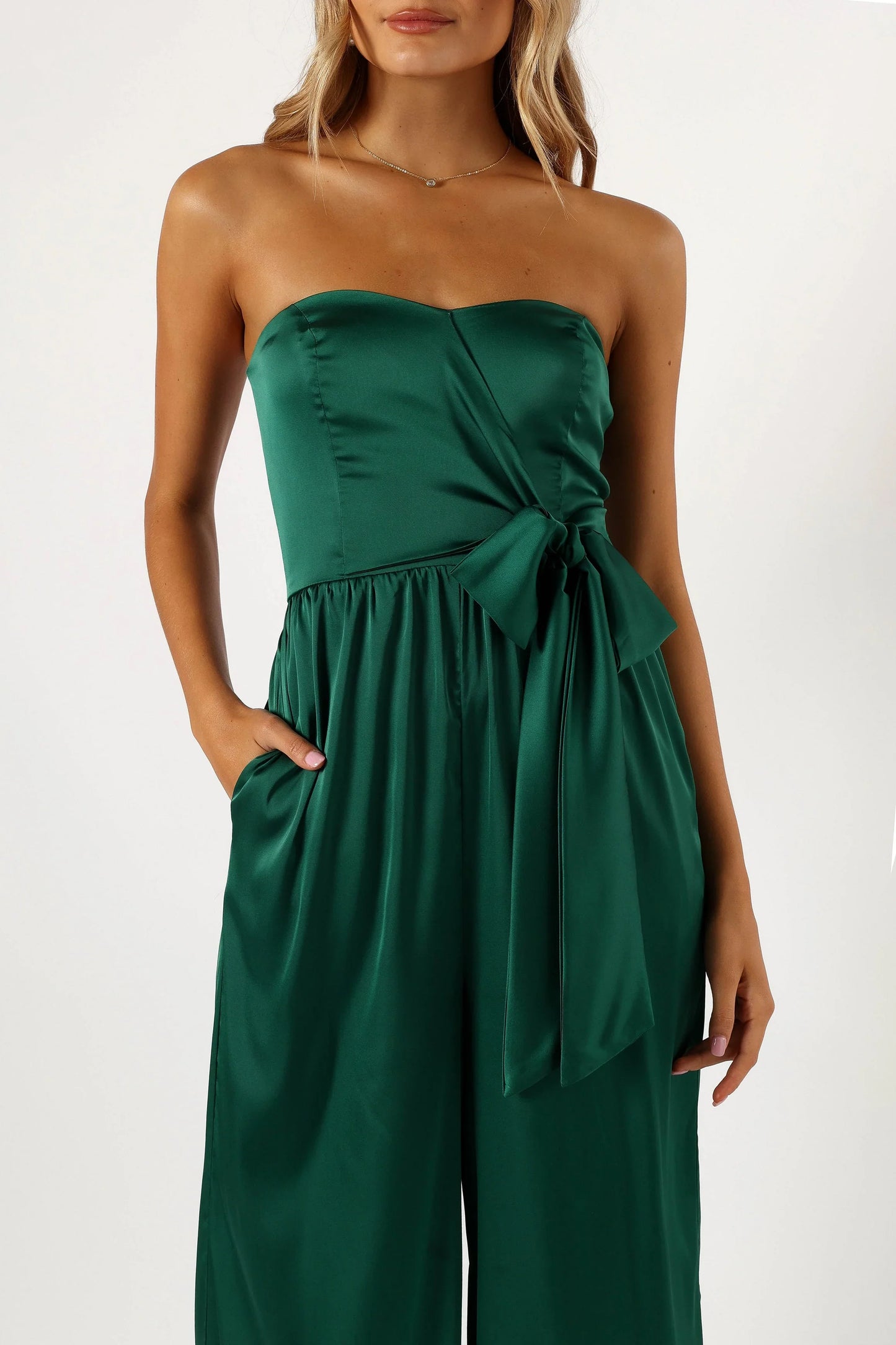 Tanya Strapless Jumpsuit Emerald