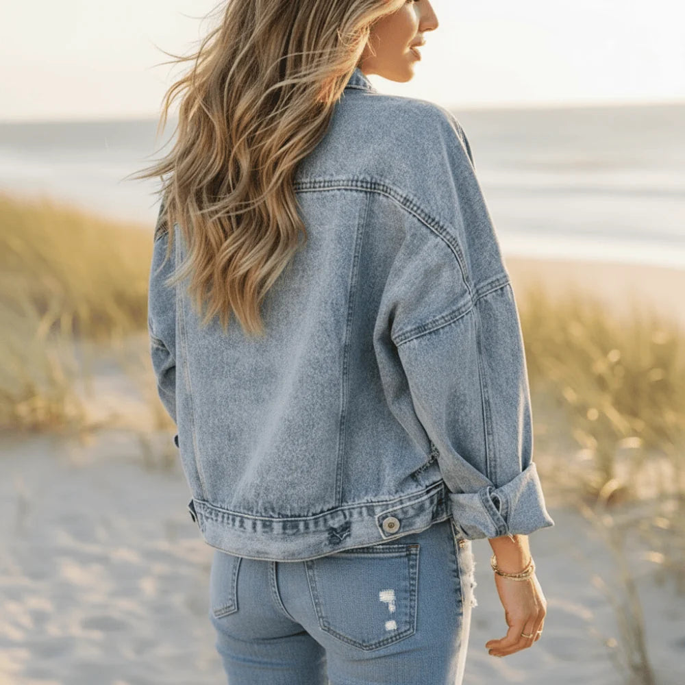 Boho Leopard Print Denim Jacket