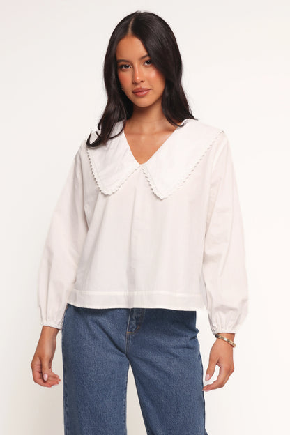 Kenna Long Sleeve Top White