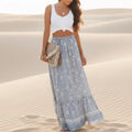 Blue Boho Floral Maxi Skirt