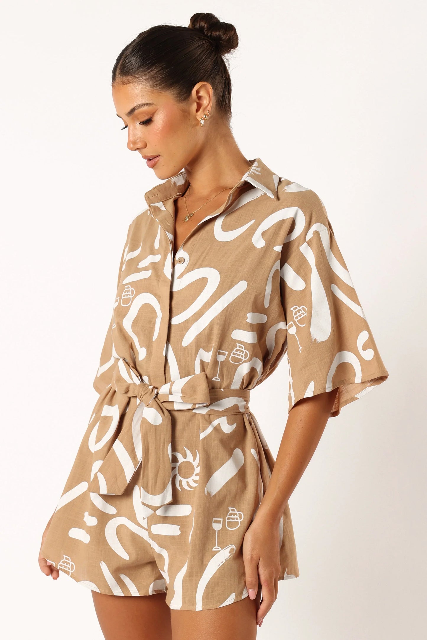 Kellie Romper Tan