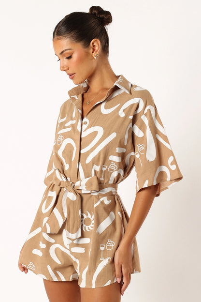 Kellie Romper Tan