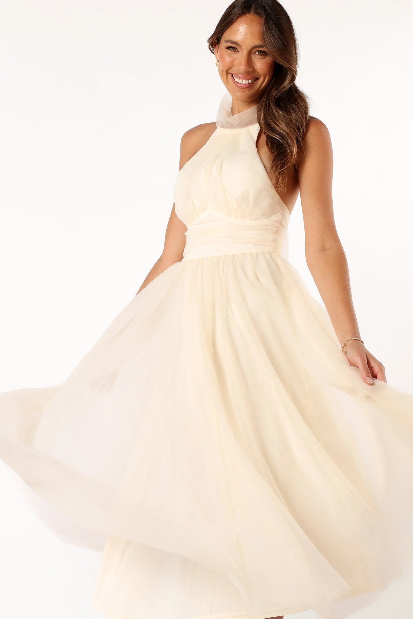 Aletta Halterneck Midi Dress Cream