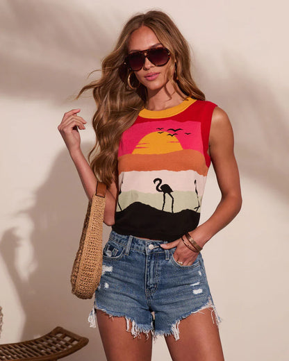 Seaglow Muse Knit Novelty Print Top