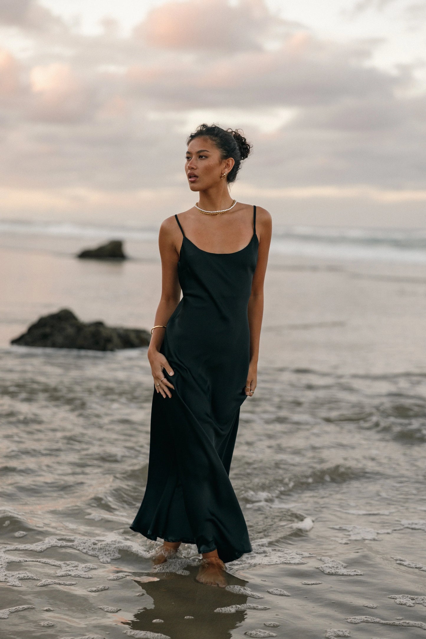 Jamie Maxi Slip Dress Black