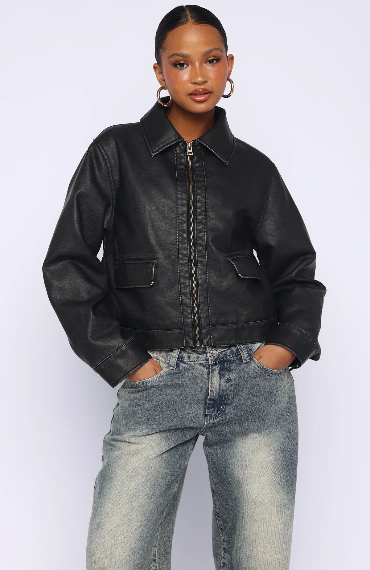 I Know Love PU Jacket Black