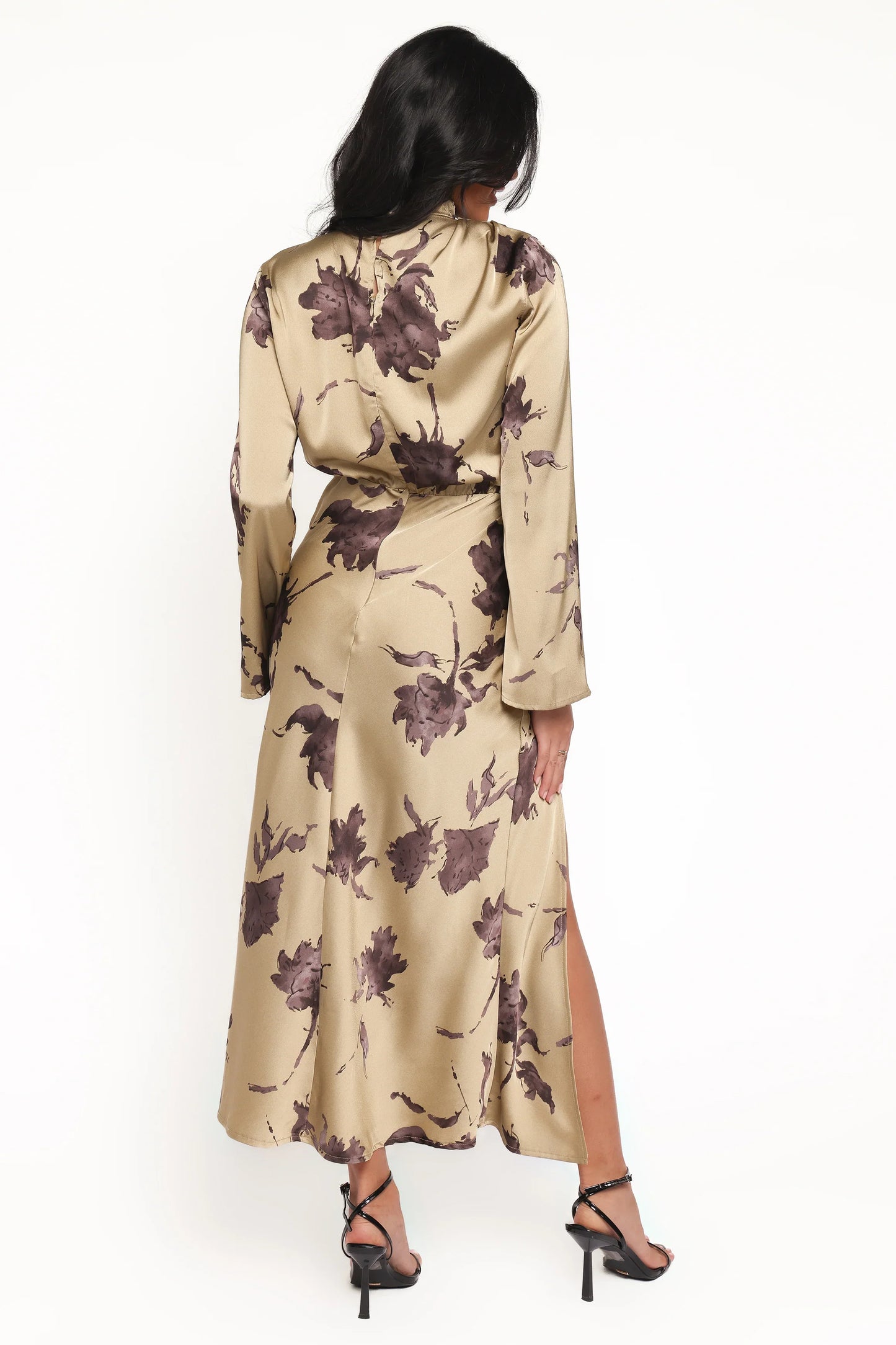 Kristyn Long Sleeve Midi Dress Olive Floral