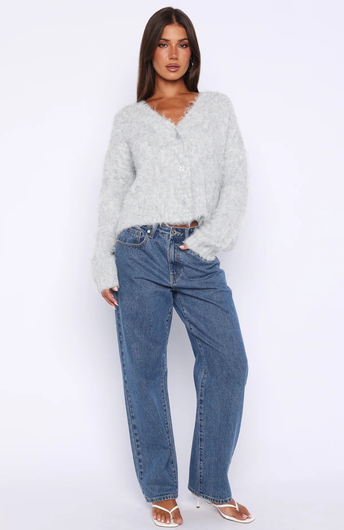 Cozy Vibes Knit Cardigan Grey Marle