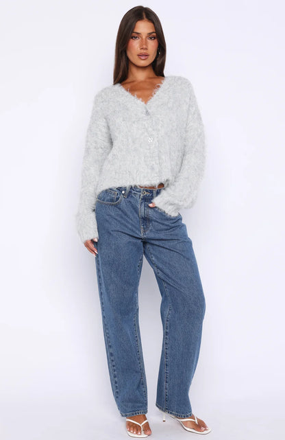 Cozy Vibes Knit Cardigan Grey Marle