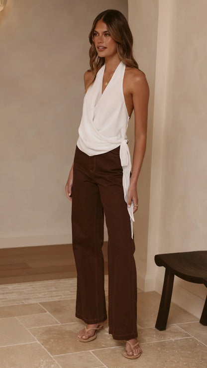 Belle Halter Neck Top White