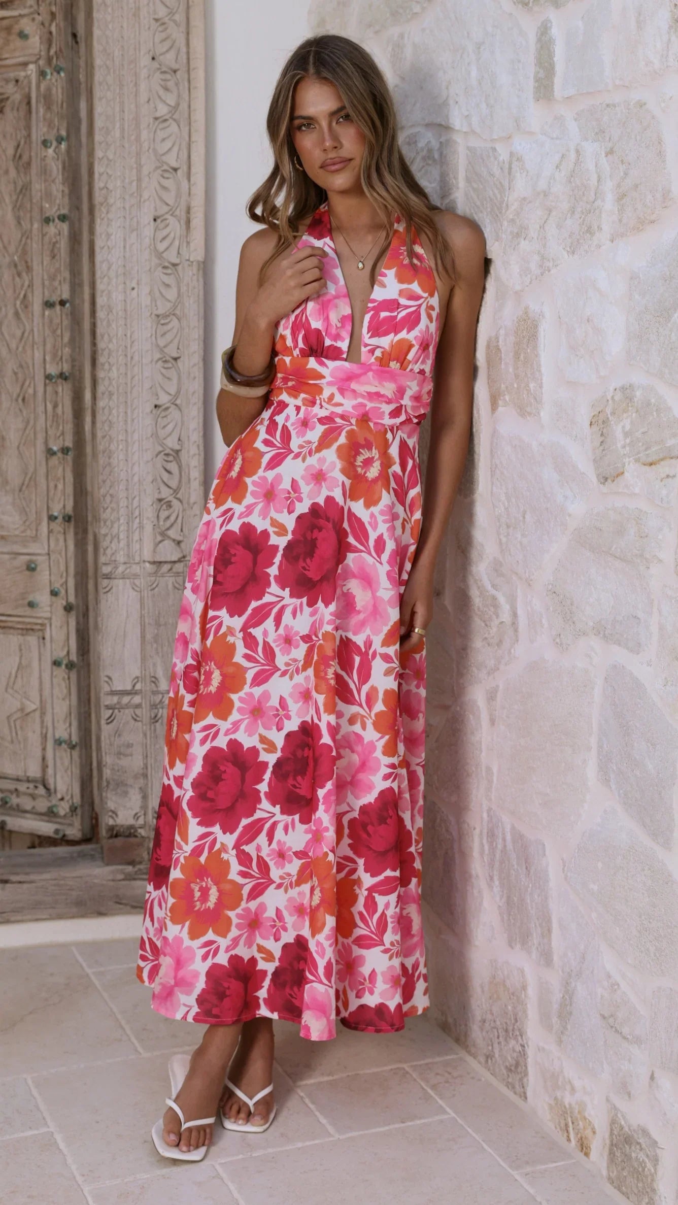 Anara Maxi Dress Pink Floral