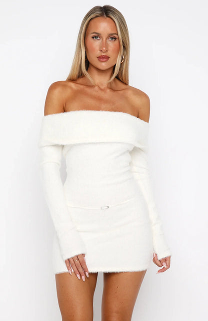 Moonlit Dreams Knit Mini Dress Snow
