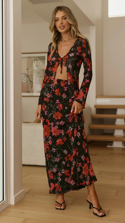 Flo Maxi Skirt Dark Floral
