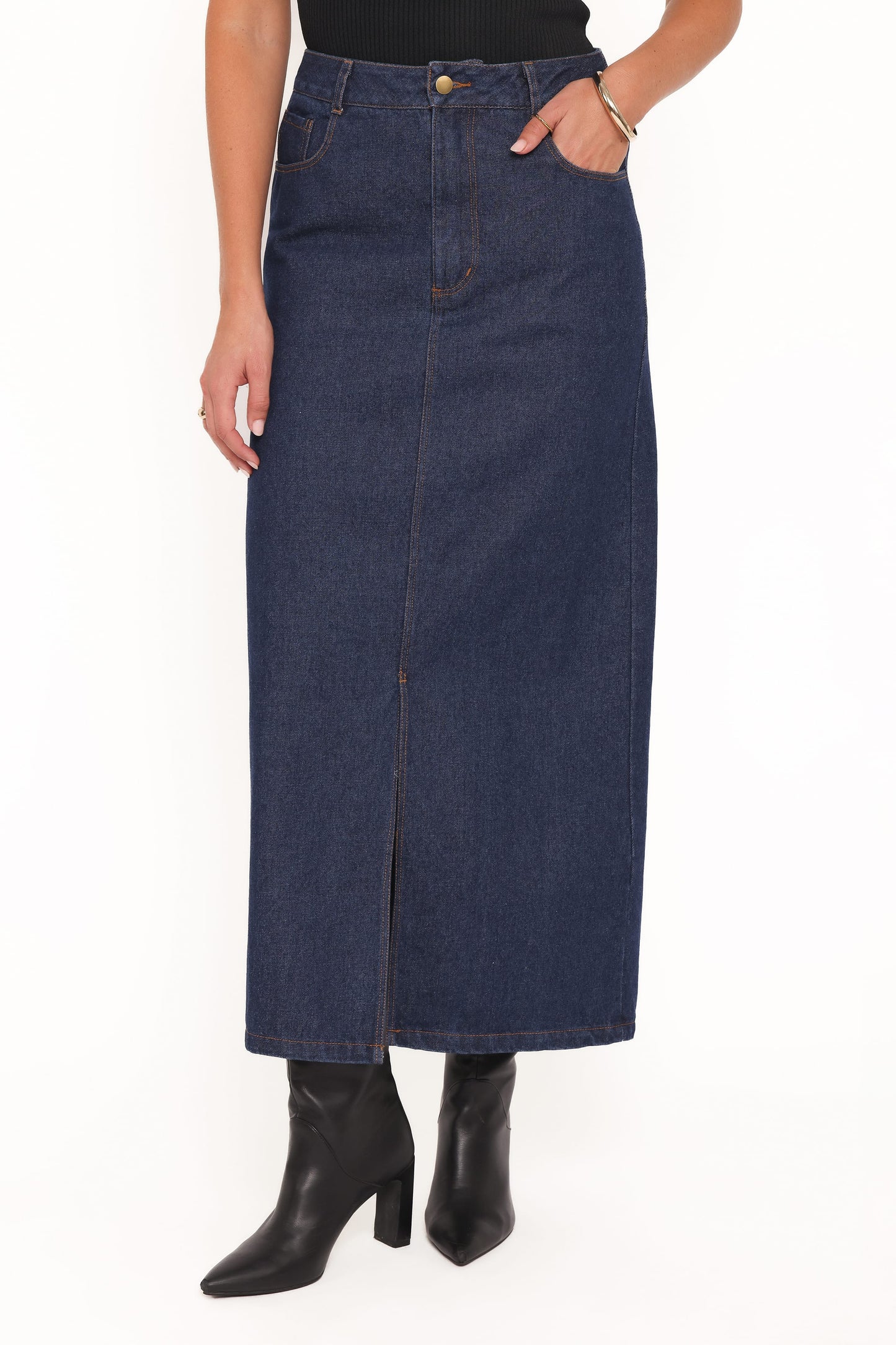 Dana Denim Midi Skirt Midnight