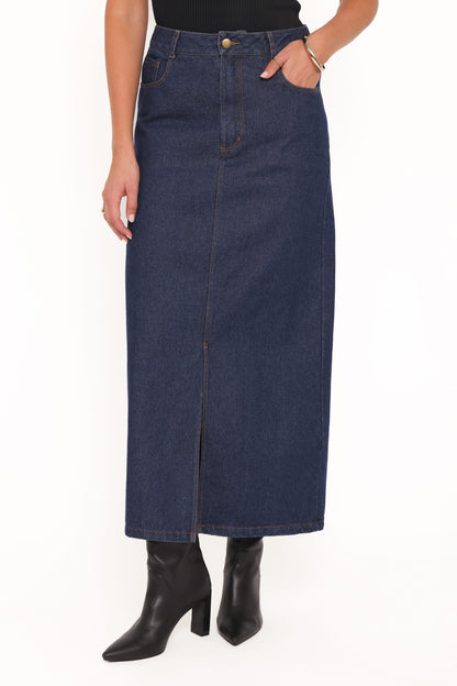 Dana Denim Midi Skirt Midnight