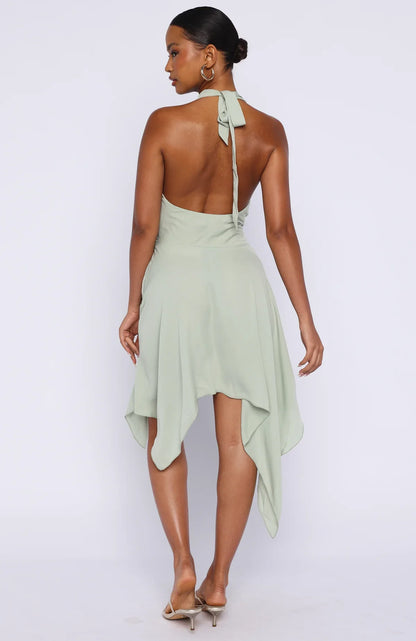 Reminiscing Halter Midi Dress Mint