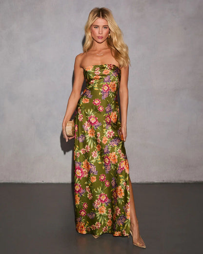 Selina Abstract Strapless Maxi Dress