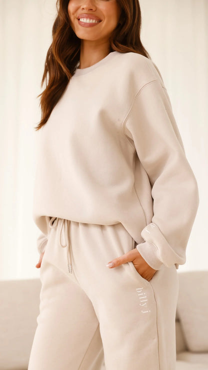 Billy J Crewneck Jumper Beige