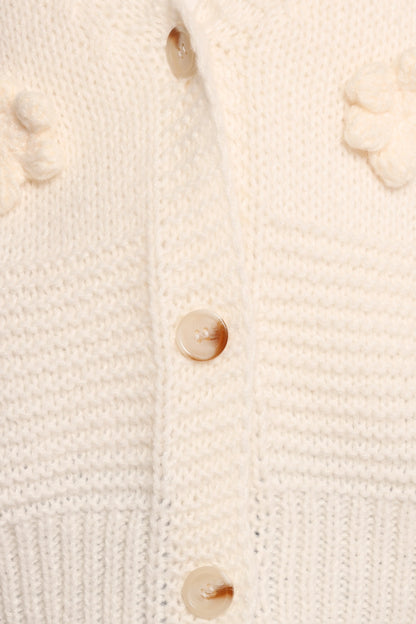Harlee Flower Cardigan White
