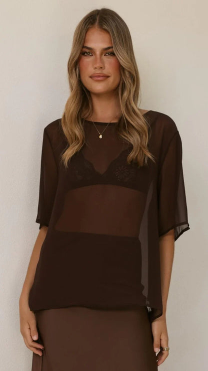 Davette Mesh T Shirt Chocolate