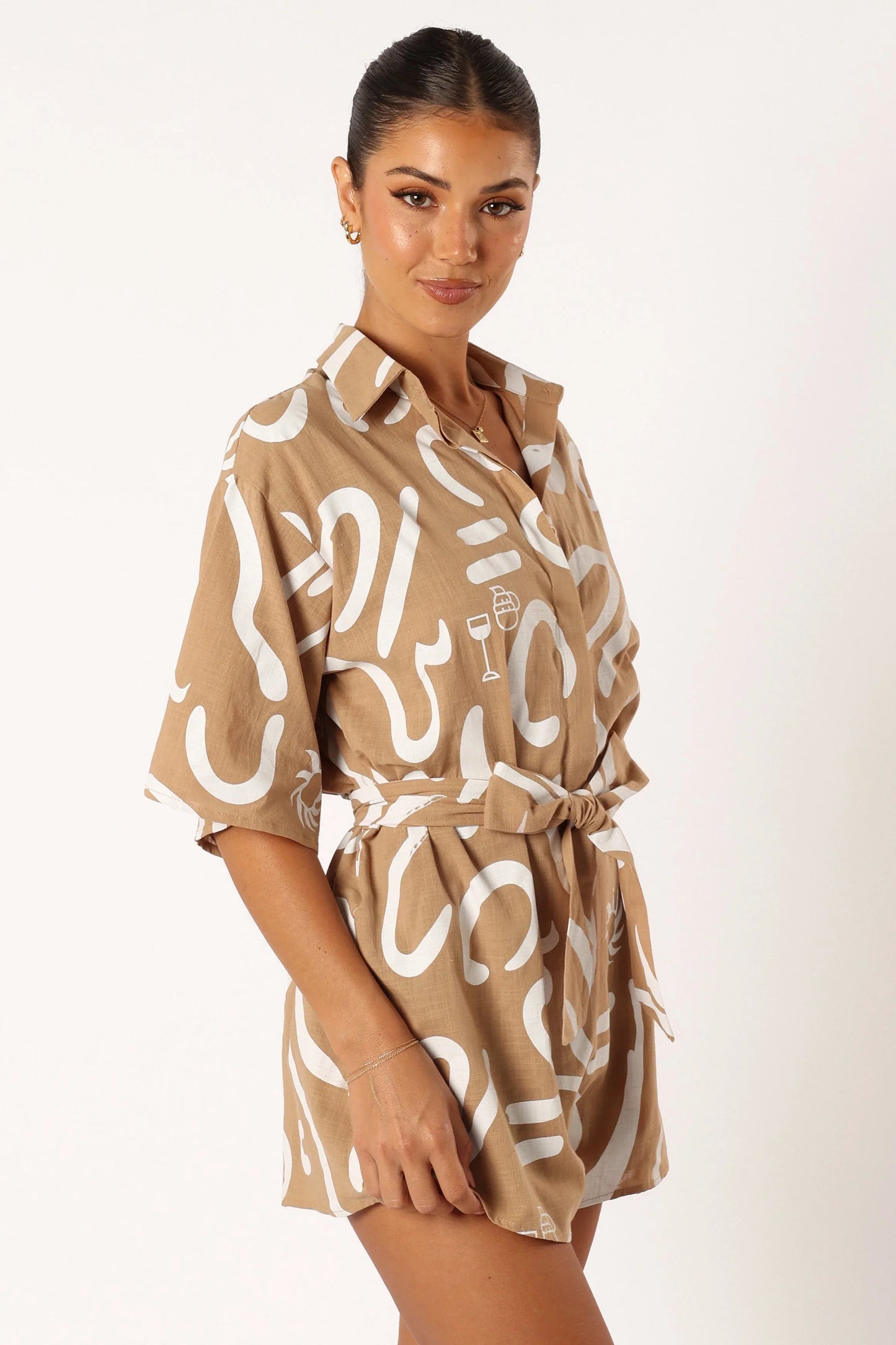 Kellie Romper Tan