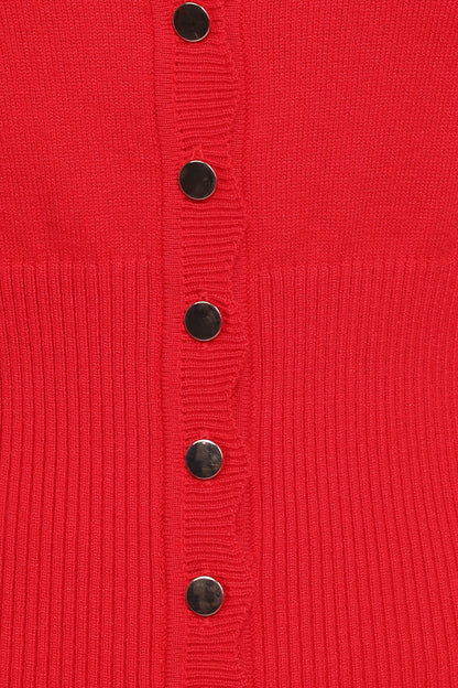 Walsh Scalloped Cardigan Red