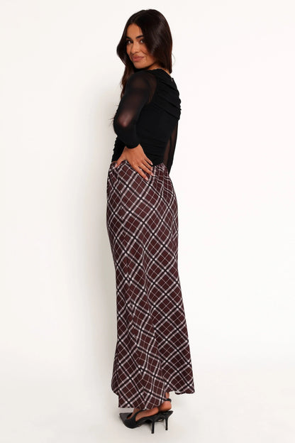 Sandra Midi Skirt Brown Check