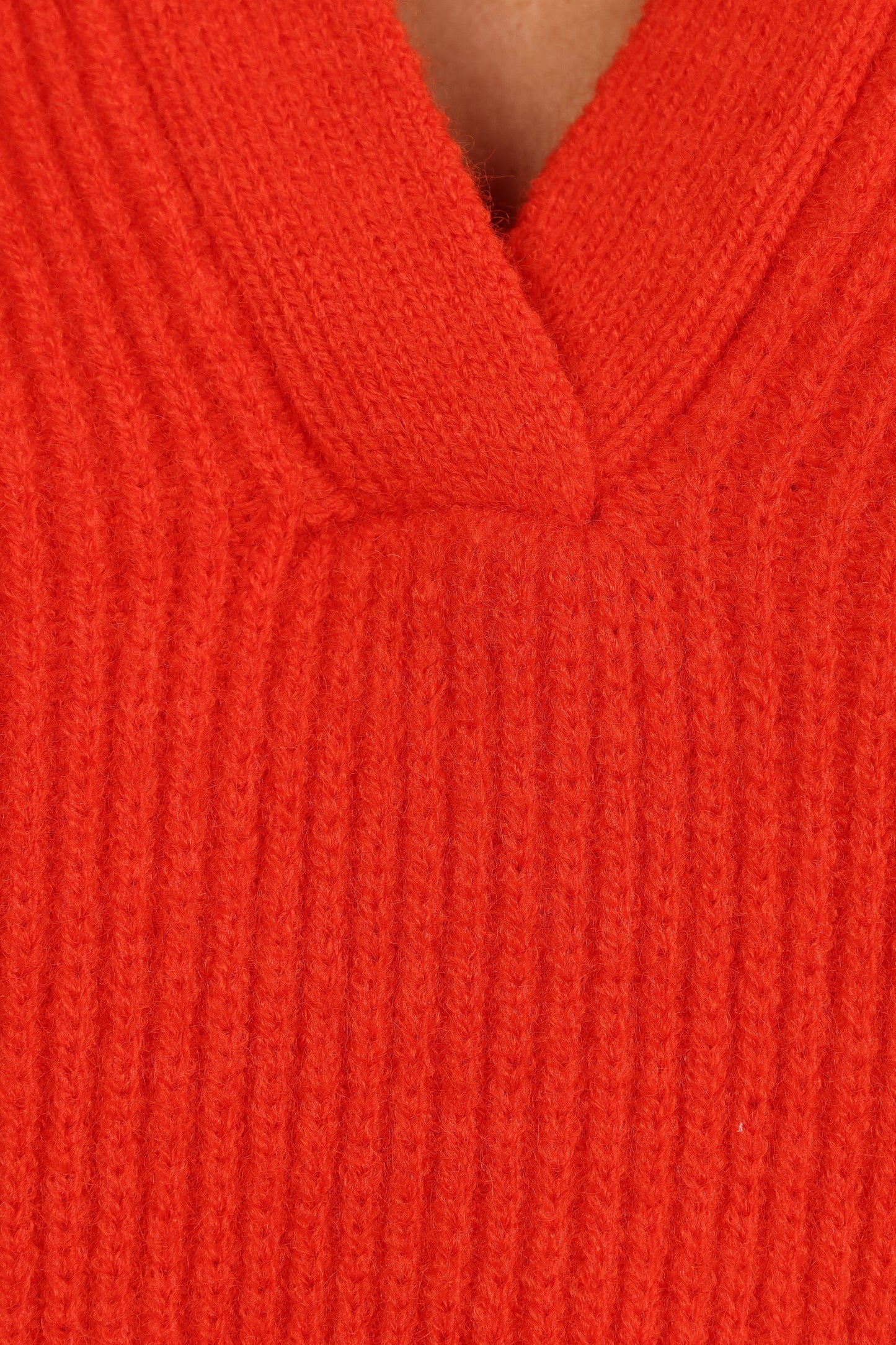 Zala Vneck Collar Knit Sweater Red