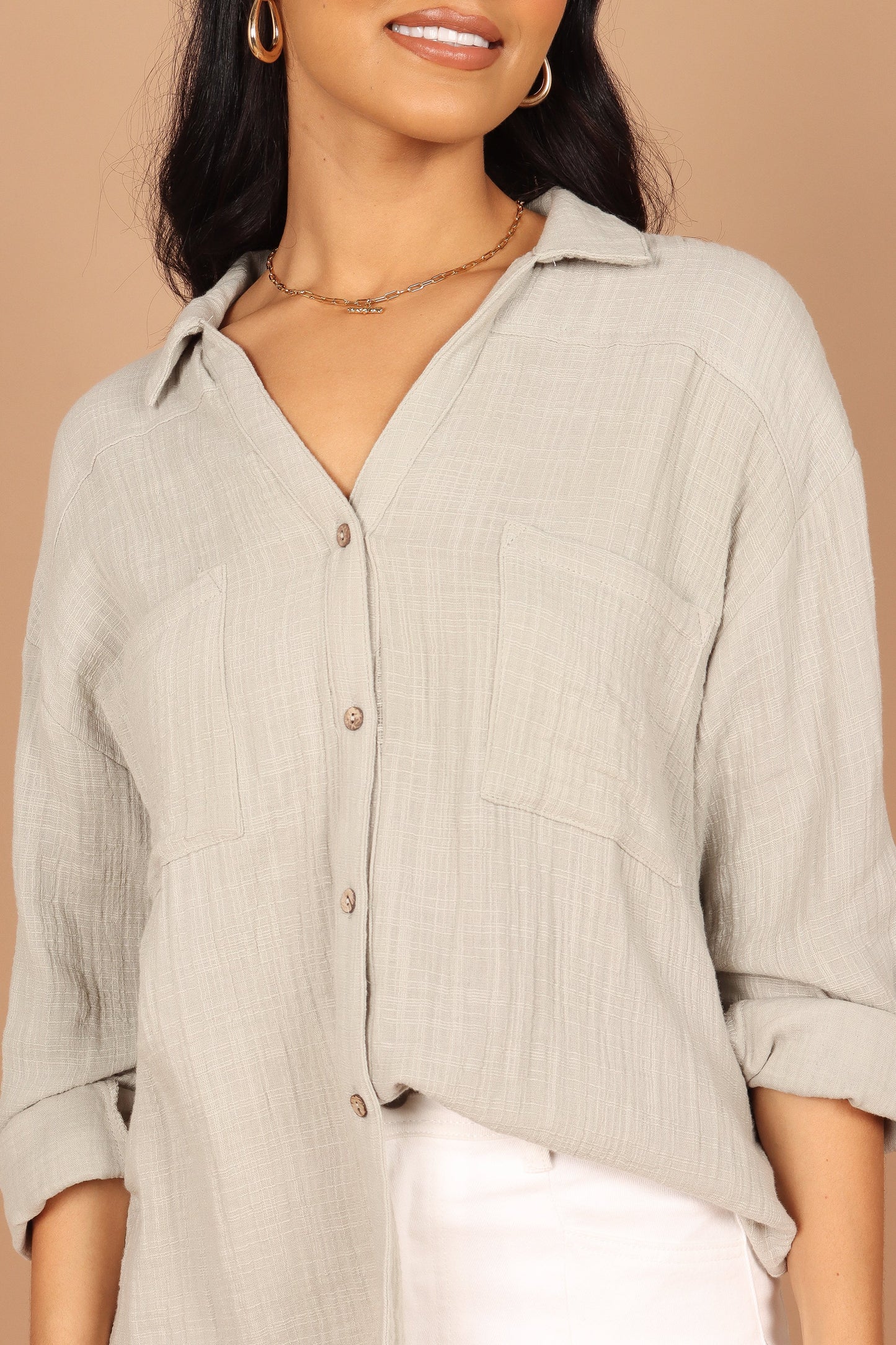 Bobby Button Down Top Sage Green