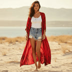 Long Boho Beach Kimono Swim Cover Up