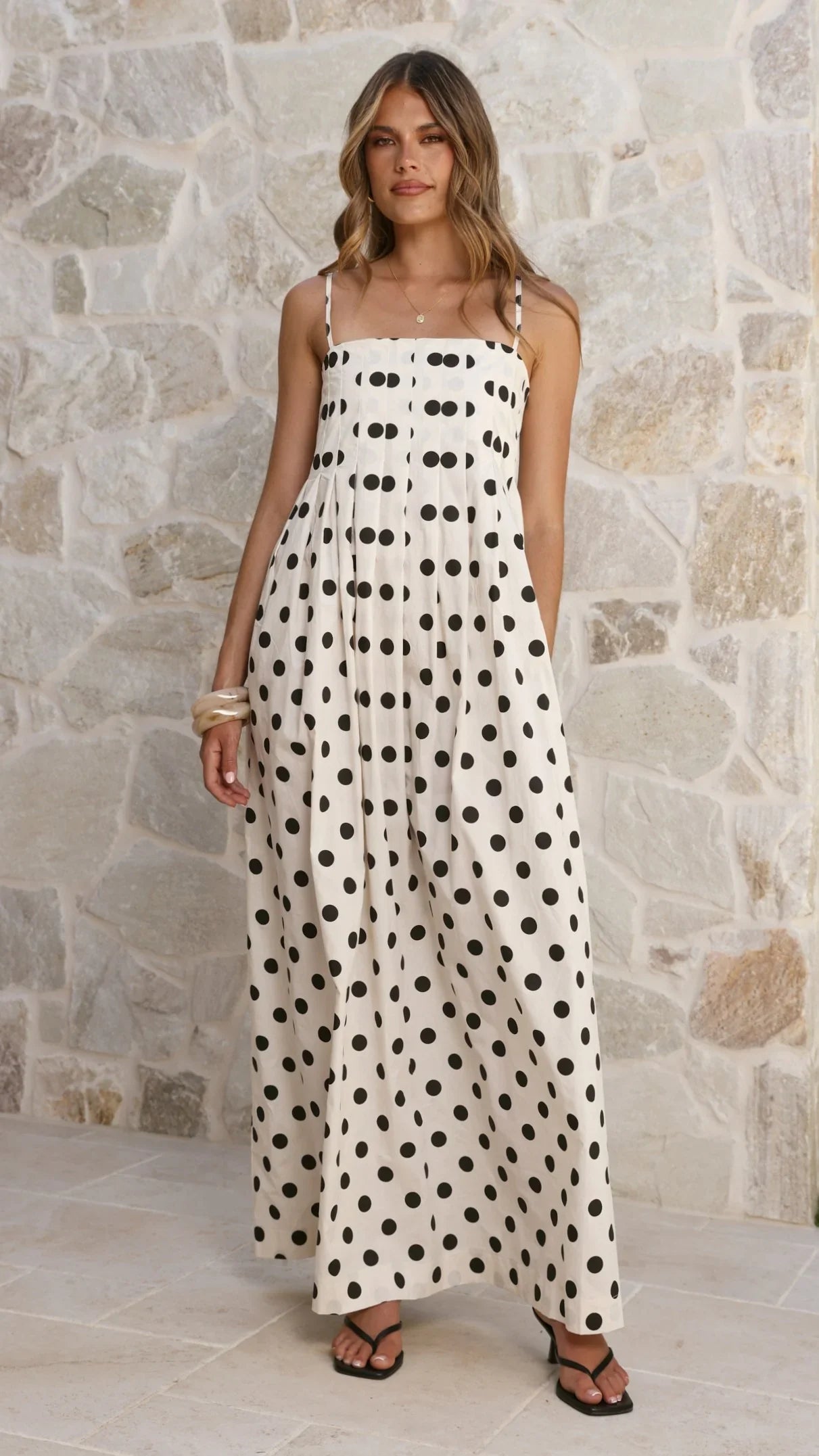 Felicity Maxi Dress White Black Spot