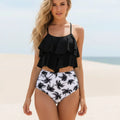 Sexy Floral Ruffle High Waisted Bikini Set