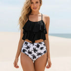 Sexy Floral Ruffle High Waisted Bikini Set