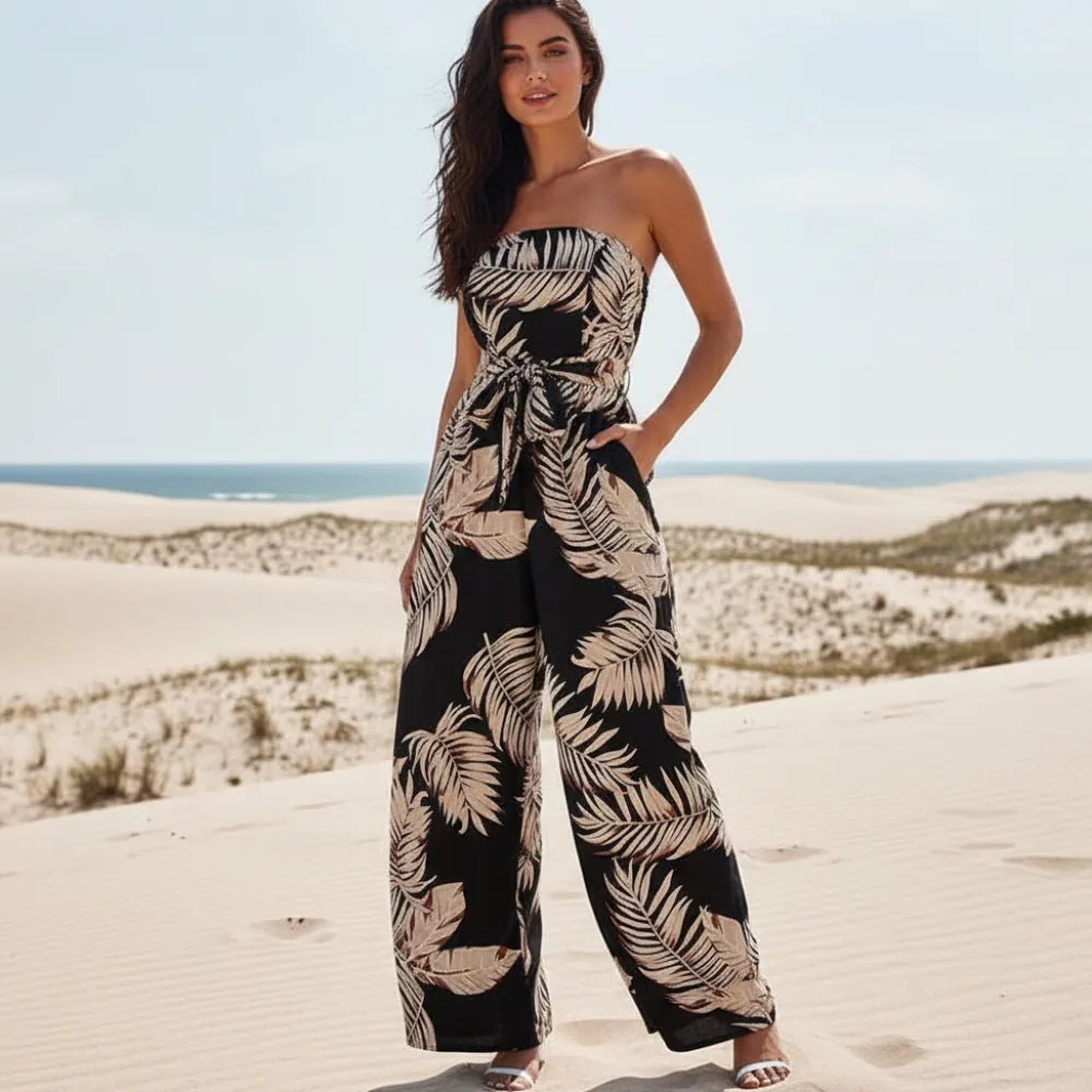 Boho Floral Print Sleeveless Jumpsuit